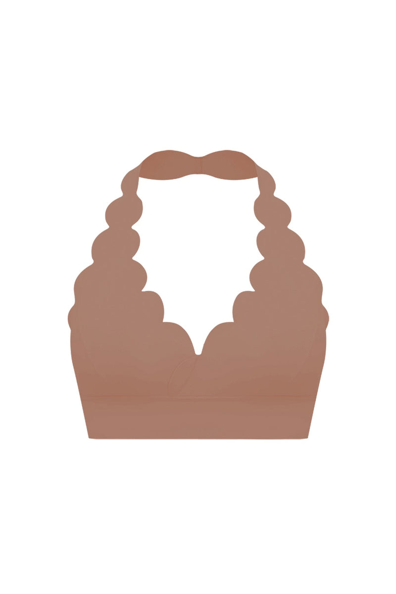 V-Cut Scallop Halter Bra